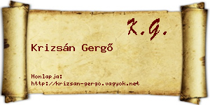 Krizsán Gergő névjegykártya