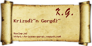Krizsán Gergő névjegykártya